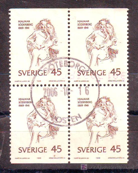 Stamps: SUECIA.1969.BONITO BLOQUE DE 4 MATASELLADO.