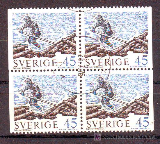 Stamps: SUECIA.BONITO BLOQUE DE 4.TRABAJADOR.