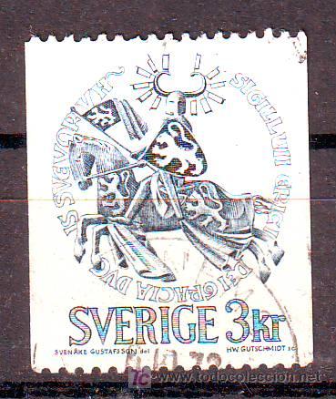 Sellos: SUECIA.CABALLERO CABALGANDO.ESCUDOS. - Foto 1