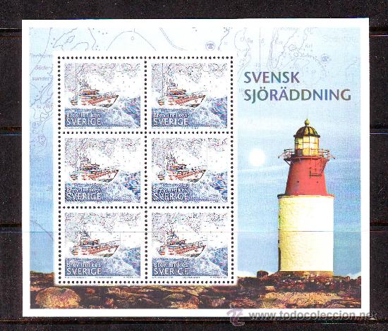 Selos: SUECIA***.2007.H.B.FAROS.BARCOS DE RESCATE.MAPAS.SELLOS GRABADOS POR MARTIN MORCK.