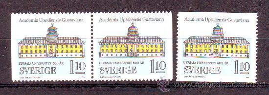 Selos: SUECIA***.1977.EDIFICIOS.UNIVERSIDAD.YVERT NR.964 A y B.VALOR NUEVO SIN FIJASELLOS DENTADO DISTINTO.
