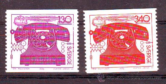 Selos: SUECIA***.1976.CENTENARIO DEL TELEFONO.YVERT NR.919/920.2 VALORES NUEVOS SIN FIJASELLOS.