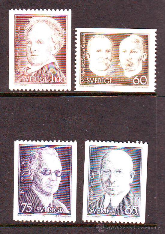 Briefmarken: SUECIA***.1972.PREMIOS NOBEL.YVERT NR.765/768.4 VALORES NUEVOS SIN FIJASELLOS.