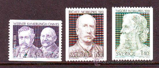 Briefmarken: SUECIA***.1973.PREMIOS NOBEL.YVERT NR.812/814.3 VALORES NUEVOS SIN FIJASELLOS.