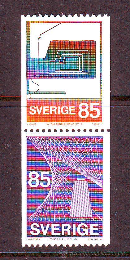Briefmarken: SUECIA***.1974.INDUSTRIA TEXTIL.YVERT NR.843/844.2 VALORES NUEVOS SIN FIJASELLOS.