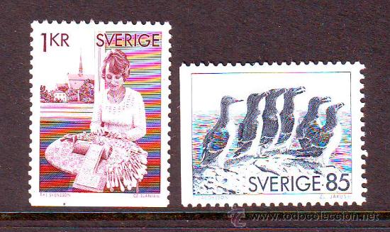 Timbres: SUECIA***1976.FAUNA/ARTESANIA.YVERT NR.917/918.2 VALORES NUEVOS SIN FIJASELLOS.1 GRABADO POR SLANIA.