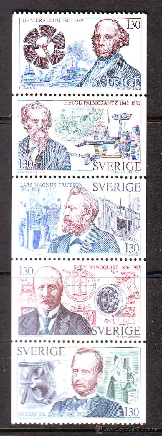 Briefmarken: SUECIA***.1976.PERSONALIDADES.INVENTORES.YVERT NR.939/943.5 VALORES NUEVOS SIN FIJASELLOS.