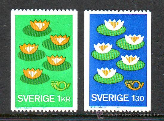 Briefmarken: SUECIA***.1976.FLORES.NORDIA 77.YVERT NR.952/953. 2 VALORES NUEVOS SIN FIJASELLOS.