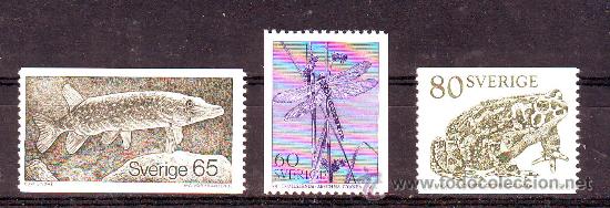 Briefmarken: SUECIA***.1979.FAUNA AQUATICA.LUCIO.RANA.YVERT NR.1057/1059.3 VALORES NUEVOS SIN FIJASELLOS.