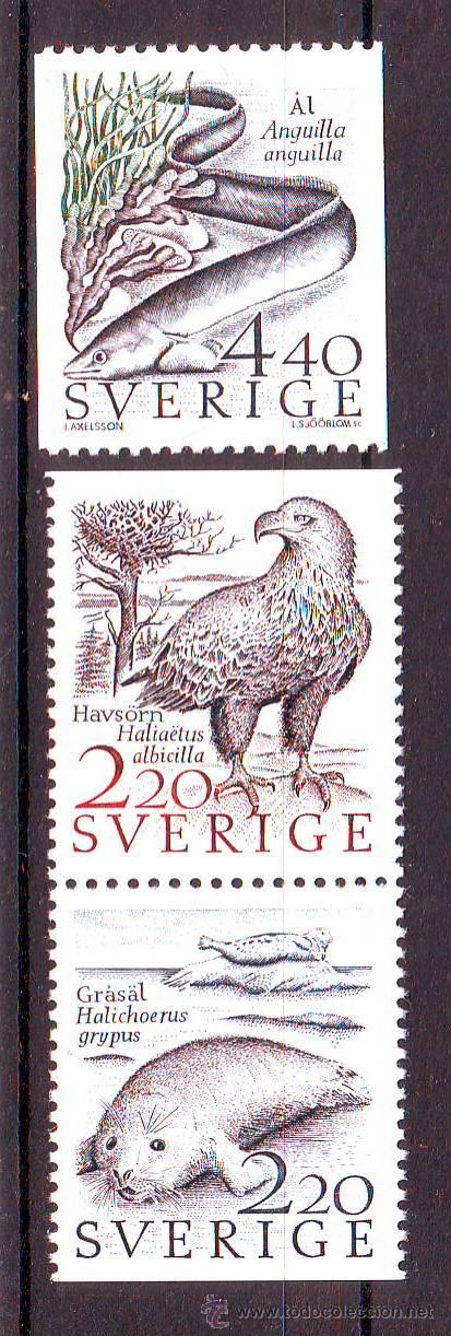 Briefmarken: SUECIA***.1988.FAUNA.ANIMALES/AVES DE LITORAL.3 VALORES NUEVOS SIN FIJASELLOS.