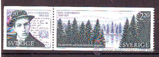 Briefmarken: SUECIA***.1988.DAN ANDERSON.POETA.YVERT NR.1487/1488.2 VALORES NUEVOS SIN FIJASELLOS.