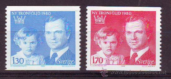 Timbres: SUECIA***.1980.LA FAMILIA REAL.YVERT:1083/1084. 2 SELLOS NUEVOS SIN FIJASELLOS GRABADOS POR SLANIA.