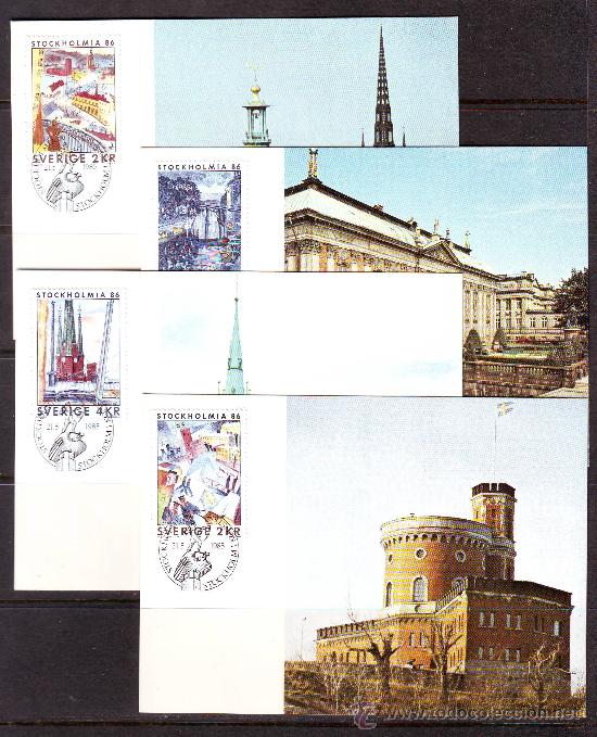 Selos: SLANIA**** /SUECIA.STOCKHOLMIA 1986.LOTE 4 MAXIMAS.