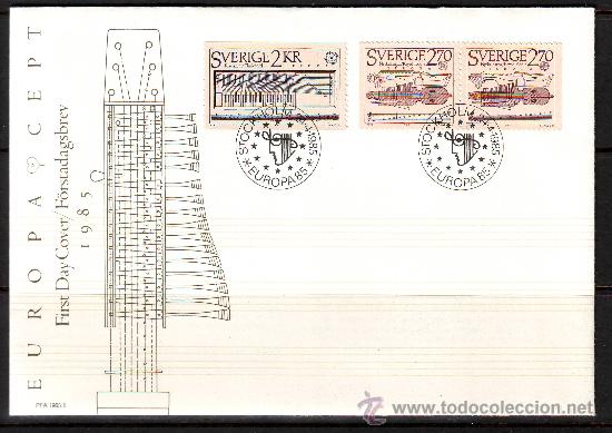 Timbres: SUECIA***.1985.EUROPA CEPT.MUSICA.SOBRE PRIMER DIA.YVERT:1310/1311