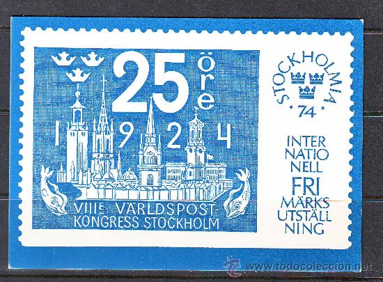 Timbres: SUECIA***/POSTAL 1973.SIN CIRCULAR.STOCKHOLMIA 74.
