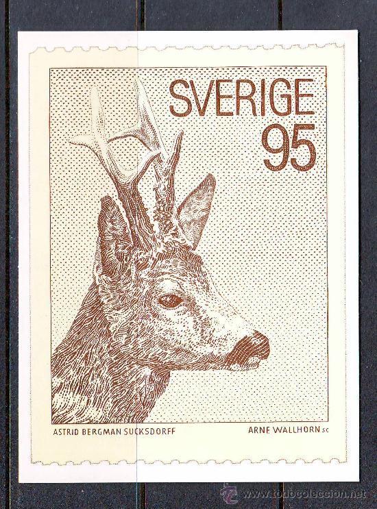 Timbres: SUECIA***/POSTAL 1972.SIN CIRCULAR.FAUNA.ANIMALES.