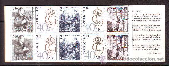 Selos: SLANIA***.SUECIA.1986.YVERT 1372/1376.40 ANIVERSARIO REY XVI CARL GUSTAF.CARNET SELLOS.
