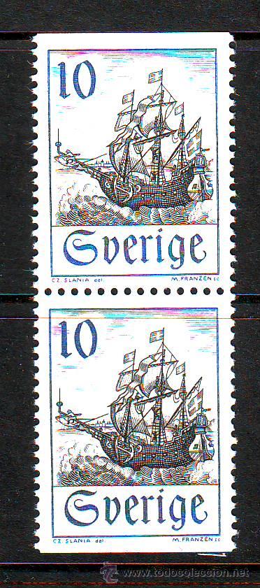 Briefmarken: SLANIA /SUECIA***.A&Ntilde;O 1967.YVERT 575.BARCOS.PAREJA SELLOS DISTINTO DENTADO.
