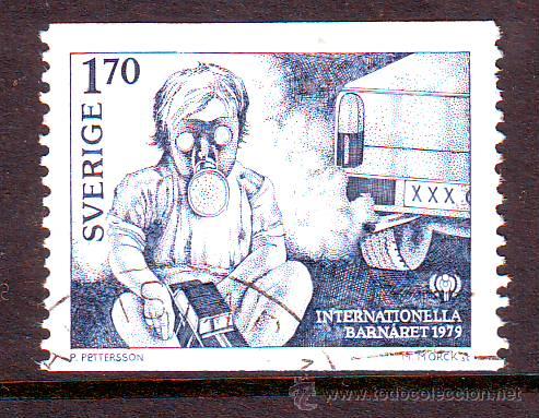 Timbres: SUECIA.A&Ntilde;O 1979.YVERT NR.1037.SERIE USADA.CONTRA LA CONTAMINACION.GRABADO POR MARTIN MORCK.