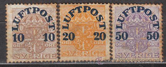 SUECIA IVERT AEREO Nº 1/3 (AÑO 1920), SOBRECARGADOS CORREO AEREO, NUEVO (SERIE COMPLETA) (Sellos - Extranjero - Europa - Suecia)