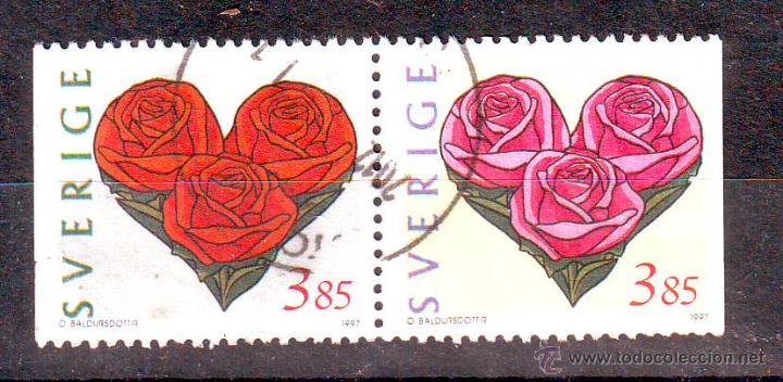 Selos: SUECIA.A&Ntilde;O 1997.CORAZONES.ROSAS.SERIE COMPLETA.