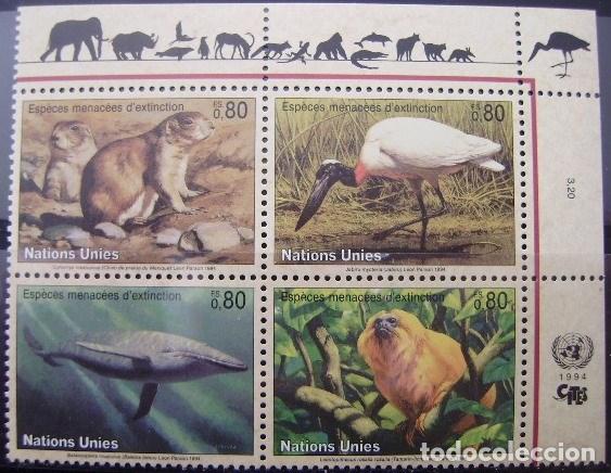 Sellos: NACIONES UNIDAS - GINEBRA - IVERT 265/68 NUEVOS ** FAUNA EN EXTINCION - BALLENAS (R186)