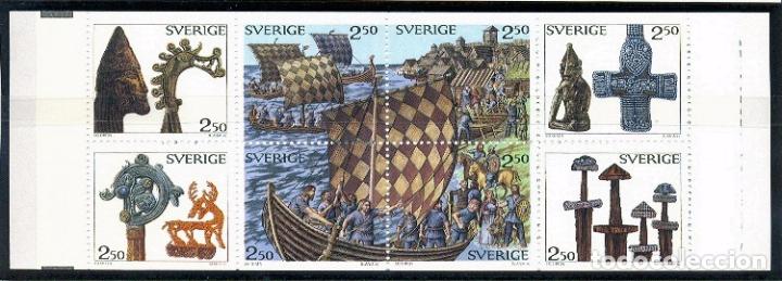 Sellos: SUECIA 1990 - MUNDO VIKINGO - Yvert 1575/82** CARNET