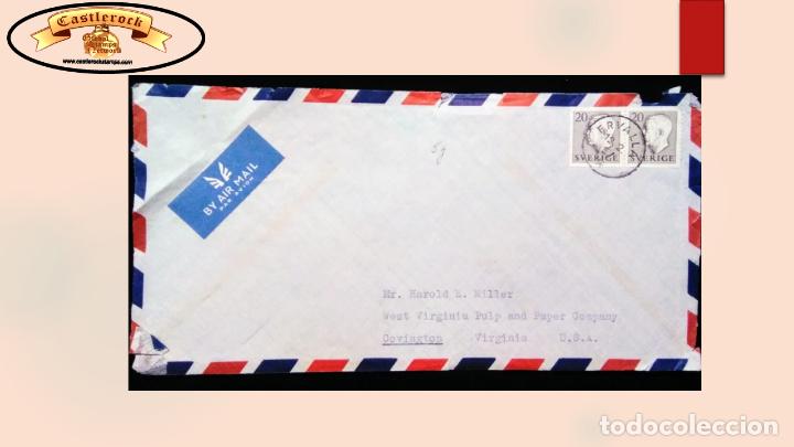 Selos: O) SWEDEN, GUSTAF VI ADOLF, 20o, AIRMAIL&nbsp; CIRCULATED TO USA