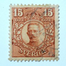 Sellos: SELLO POSTAL ANTIGUO SUECIA (SVERIGE) 1911 15 ÖRE REY GUSTAV V
