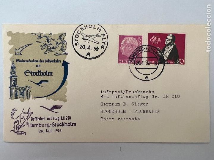 Timbres: CORREO AEREO. 1959. STOCKHOLM FLYG. STOCKHOLM - HAMBURG