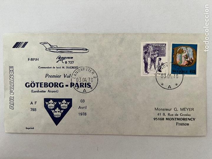 Timbres: CORREO AEREO. 1978. PRIMER VUELO. AIR FRANCE. BOEING 727. G&Ouml;TEBORG - PARIS