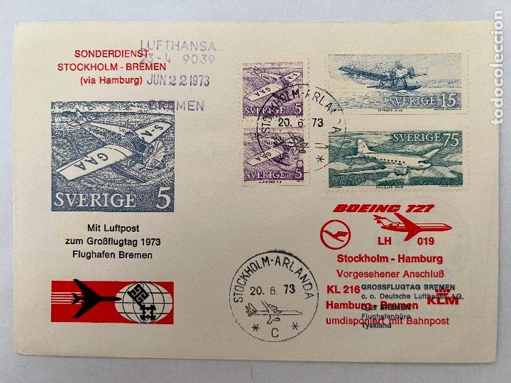 Timbres: CORREO AEREO. 1973. BOEING 727. STOCKHOLM-BREMEN