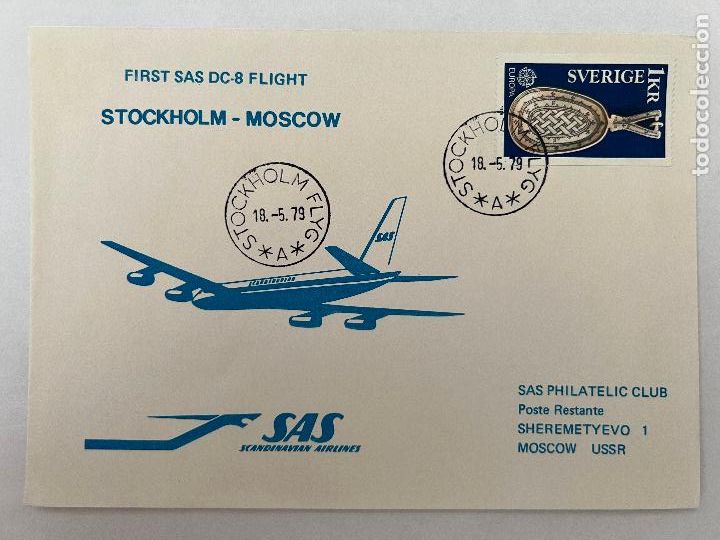 Timbres: CORREO AEREO. 1979. FIRST DC-8 FLIGHT. SAS. STOCKHOLM-MOSCOW