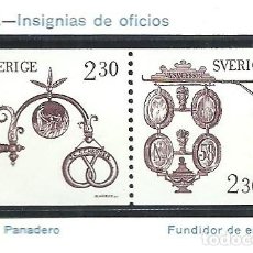 Sellos: SELLOS SUECIA YVERT 1140 1141 AÑO 1981 NUEVO FIJASELLOS INSIGNIAS DE OFICIOS PANADERO FUNDIDOR DE ES