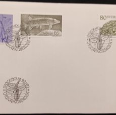 Sellos: DM)1975, SWEDEN, FIRST DAY COVER, ISSUE STAMPS, NATURE, BLUE HAWK DRAGONFLY, EUROPEAN PIKE, EUROPEAN