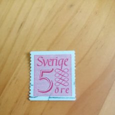 Sellos: SUECIA, SVERIGE - V/F 5 ÖRE - AÑO 1957 - NUMERAL, FONDO EN ROSA