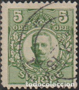 Sellos: Suecia 1911 Scott 77 Sello &ordm; Rey Gustav V Michel 68 Yvert 62 Sweden Stamp Timbre Su&egrave;de Briefmarke