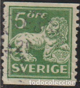 Sellos: Suecia 1920 Scott 116 Sello &ordm; Leon Escultura de B. Foucquet Michel 126AW Yvert 123 Sweden Stamp