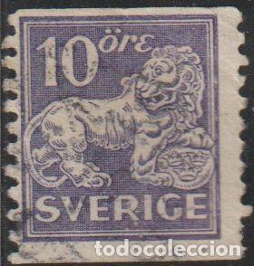 Sellos: Suecia 1925 Scott 119 Sello &ordm; Leon Escultura de B. Foucquet Michel 177I Yvert 195 Sweden Stamp