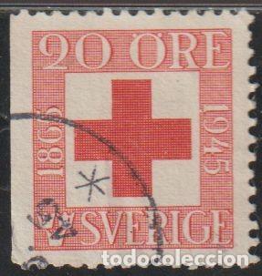 Sellos: Suecia 1945 Scott 359 Sello &ordm; Cruz Roja Michel 311Dl Yvert 312a Sweden Stamp Timbre Su&egrave;de Briefmarke