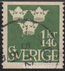 Sellos: Suecia 1948 Scott 397 Sello &ordm; Tres Coronas Michel 338xA Yvert 339 Sweden Stamp Timbre Su&egrave;de