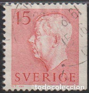 Sellos: Suecia 1957 Scott 515 Sello &ordm; Rey Gustav VI Adolf Michel 424Dr Yvert 419a Sweden Stamp Timbre Su&egrave;de