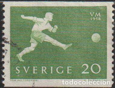 Sellos: Suecia 1958 Scott 525 Sello &ordm; Deportes Futbol Copa del Mundo Michel 439A Yvert 430 Sweden Stamp