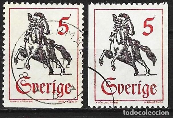 Sellos: Suecia 1967 - Mi 590 C & Du - YT 574 & 574a - Mensajero a caballo