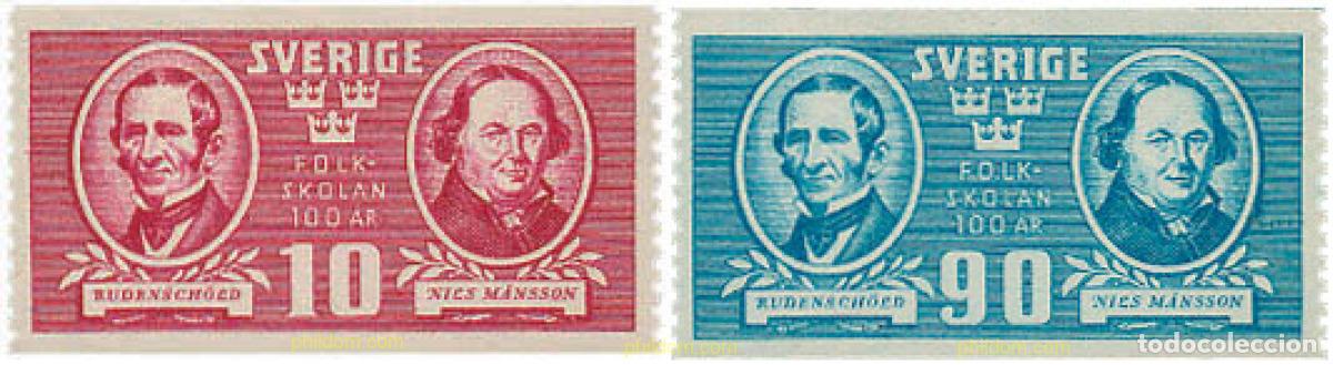 Sellos: 363459 HINGED SUECIA 1942 CENTENARIO DE LA ESCUELA NACIONAL DE PRIMARIA