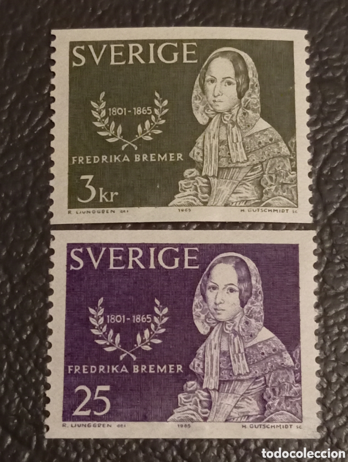 Sellos: Suecia 1965 - Fredrika Bremer - Serie Completa (Nr. Cat. Mi 540-541) MH