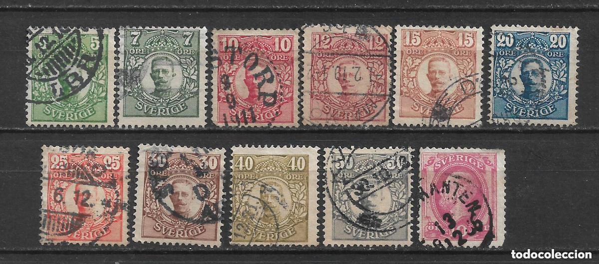 Sellos: Suecia 1910-19 sellos usados - 2/1