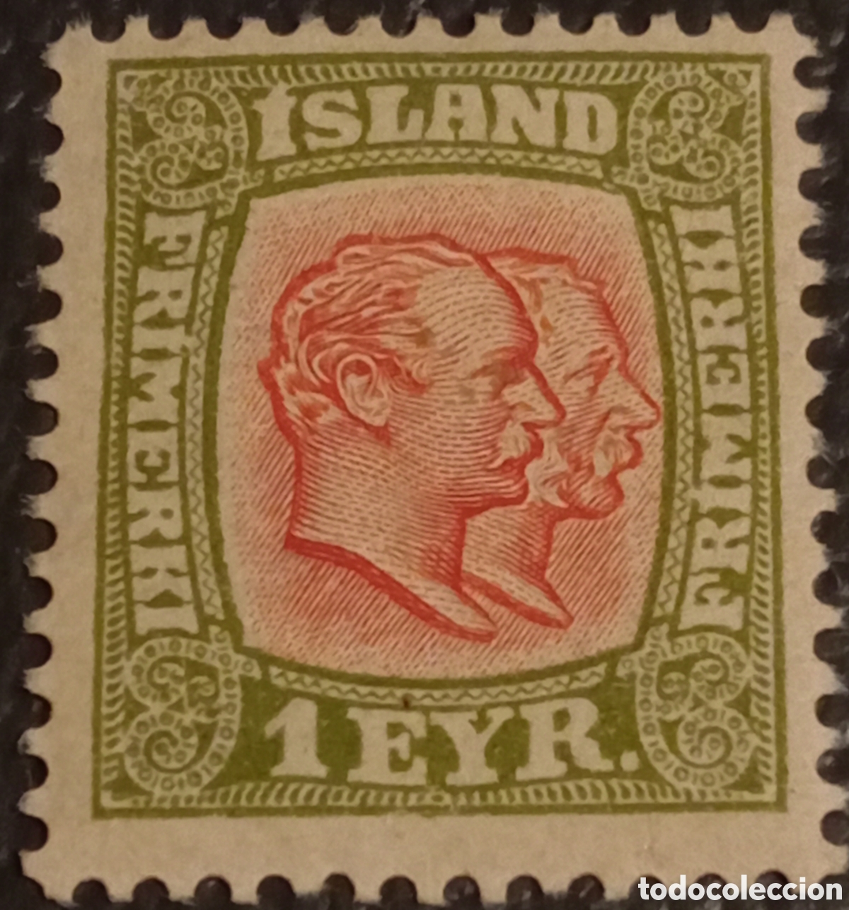 Sellos: Sello Islandia 1907-1918 - 1 Eyr (Reyes Christian IX/Frederik VIII) - Mi #48 - MH