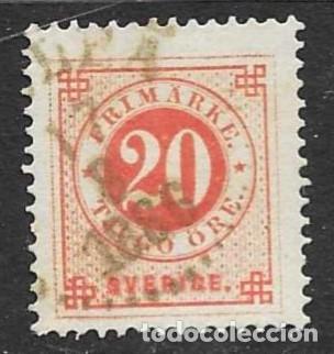 Sellos: SUECIA- 1872-USADO- CIFRAS