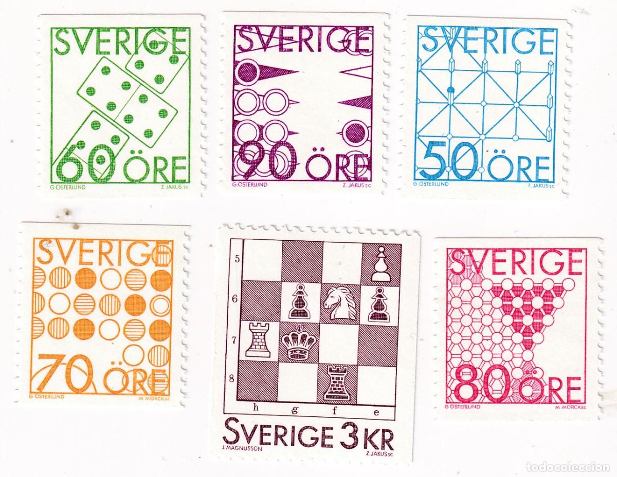 Sellos: AJEDREZ CHESS - SUECIA - YVERT 1336 a 1341 A&Ntilde;O 1985 NUEVOS - JUEGOS EN SOCIEDAD - DAMAS,DOMINO,ETC